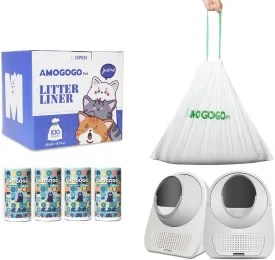 100 Pack Litter Box Bags, Compatible with Self Cleaning Litter Box Scooper Young & Luxury Pro & Ultra, Automatic Litter Box Liners, Replacement Trash Bags with Drawstring, 25.59" x 15.75"