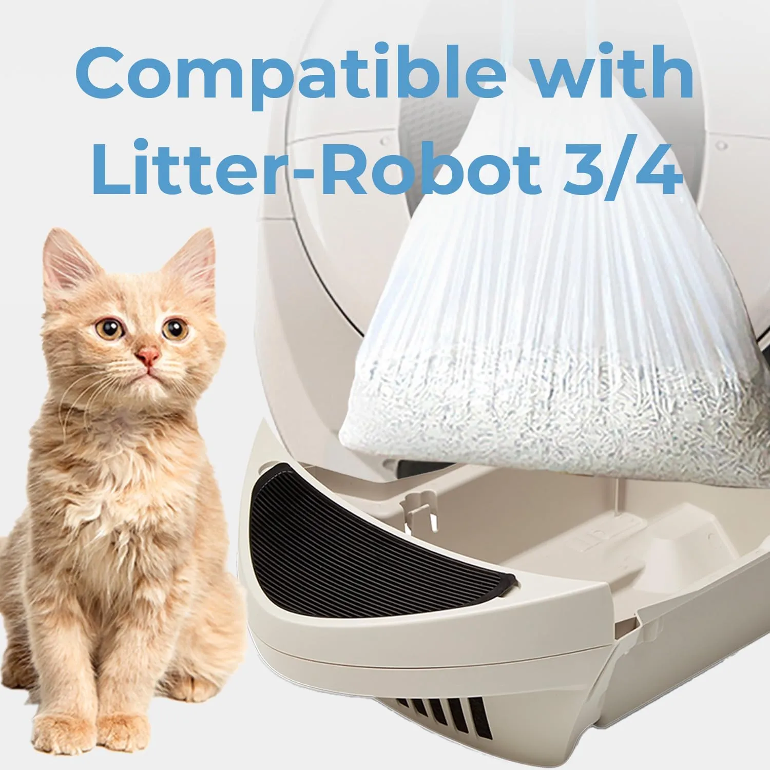 120 Pack Cat Litter Bags with Drawstring, Compatible with Litter-Robot 3/4 Heavy Duty Cat Litter Box Liners Waste Bags Replacement