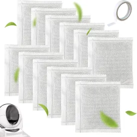 12PCS Cat Litter Deodorizer, Cat Litter Odor Eliminator with Double-sided Tape Compatible with Litter-Robot 3, Litter-Robot 4 and Traditional Cat Litter Box for Absorbing Odors Keep Air Fresh