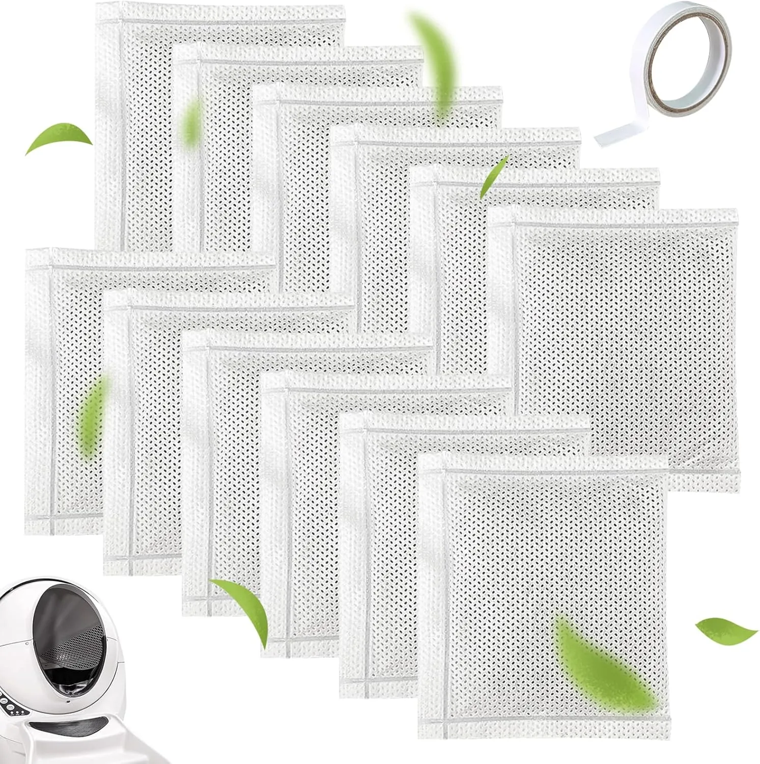 12PCS Cat Litter Deodorizer, Cat Litter Odor Eliminator with Double-sided Tape Compatible with Litter-Robot 3, Litter-Robot 4 and Traditional Cat Litter Box for Absorbing Odors Keep Air Fresh