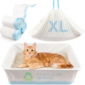 15 Count Cat Litter Box Liners 100% OK Compost Home Certified, 38" x 18" Litter Box Liners for Automatic Litter Robot 4/3,Heavy-Duty, Extra Thick,Jumbo Size