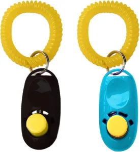 2-Pack Dog Clicker for Training with Wrist Bands, 2 Inches Multicolor, Pet Cat Dog Training Clickers & Behavior Support, Convenient and Effective Clicker Training Tools for Puppy or Cat