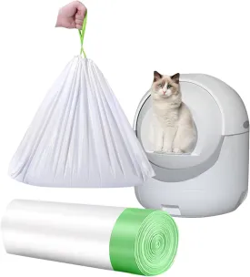 20 Count Cat Drawstring Litter Box Liners 26.6x16.7 inches 2Mils Super Thickfor Self-Cleaning Litter Box Cat Litter Pan Trays (Green Drawstring 20 count)