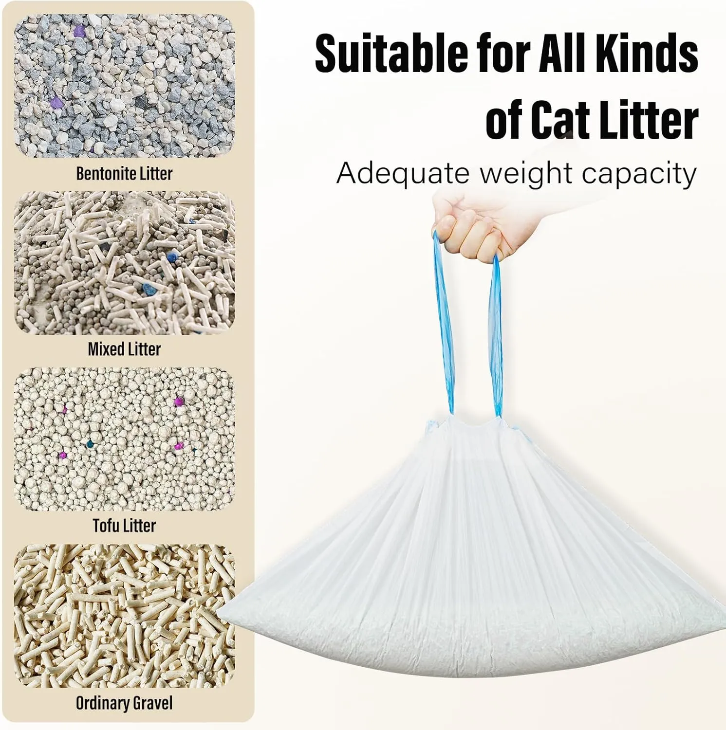 20 Count Cat Litter Box Liners for Drawstring Closure, Heavy Duty Leak-Proof, Tear-Resistant & Odor Control for Self-Cleaning Litter Boxes Fits,M(25.2"x15.7") Blue