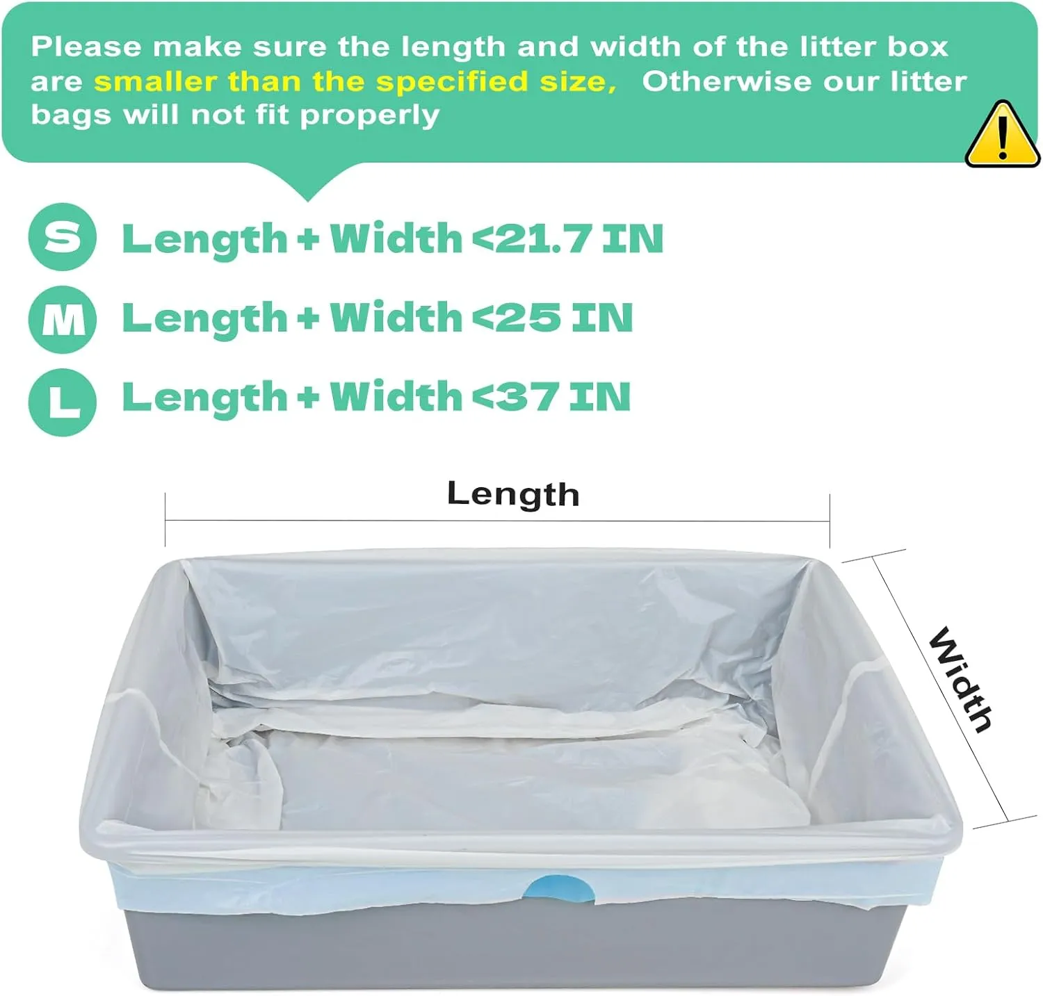 20 Count Cat Litter Box Liners for Drawstring Closure, Heavy Duty Leak-Proof, Tear-Resistant & Odor Control for Self-Cleaning Litter Boxes Fits,M(25.2"x15.7") Blue