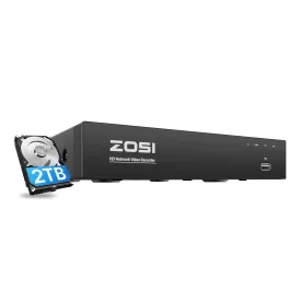 4K 8 Channel Network Video Recorder PoE NVR    2TB Hard Drive (ZR08HN)