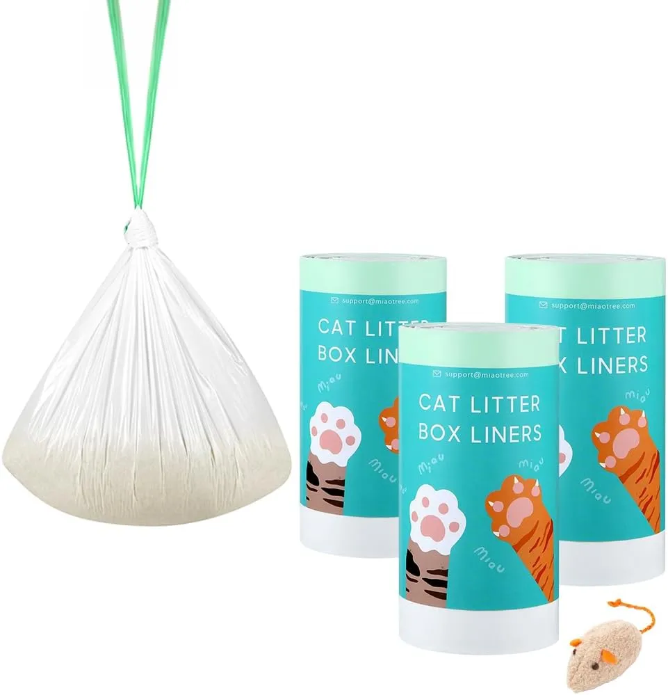 60 Count Automatic Cat Litter Bags Liner Compatible with CAITELINCE, Pet Supply Self-Cleaning Cat Litter Box Replacement Liners Tash Bags with Drawstring Heavy Duty -26" x 15"