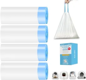 60 Count Cat Litter Box Liners for Self-Cleaning Cat Litter Box, Replaced Kitty Litter Liners, 19.7 x 17.7 Inch Drawstring Trash Bags for Automatic Robot (4 Packs/60 Counts) - Leak Proof & Heavy Duty