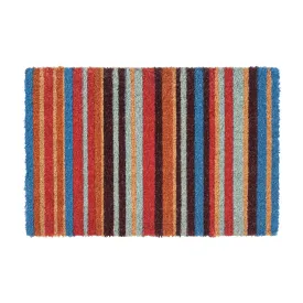 60cm x 40cm Multicoloured Pinstripe Coir Door Mat - By Nicola Spring