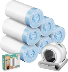 80 Count Waste Bags for Self-Cleaning Cat Litter Box, Replacement Extra Large Cat Litter Box Liners, 4 Rolls Drawstring Trash Bags for Robot, 20 x 18 Inches4 Packs/80 Counts