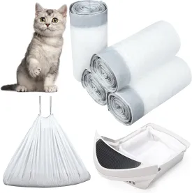 80 Pack Self-Cleaning Cat Litter Box Liners Replacement Kitty Waste Bags Drawstring Waste Bags for Automatic Self-Cleaning Cat Litter Box