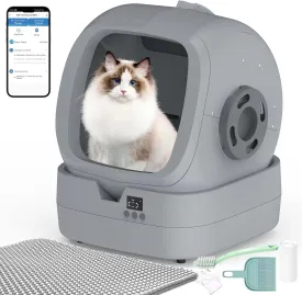 Automatic Cat Litter Box Self Cleaning - APP Control and Weight Monitoring - 86L Ultra-Quiet - Smart Health Monitor, Safe Anti-Pinch, Self Cleaning Litter Box (Assembly Required) -Worry Free Returns