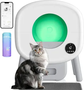 Automatic Litter Box-Robot for Multiple Cats, 110L Self-Cleaning Cat Litter Box, Large Electric Kitty Box-APP Control, Odor-Free, Liner & Litter Mat & Aromatherapy Box