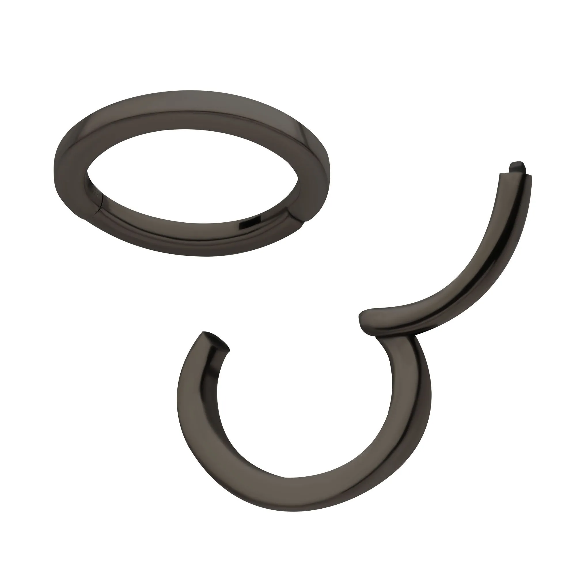 Black PVD Titanium Clicker Ring Oval Shape Hinged Segment - 1 Piece