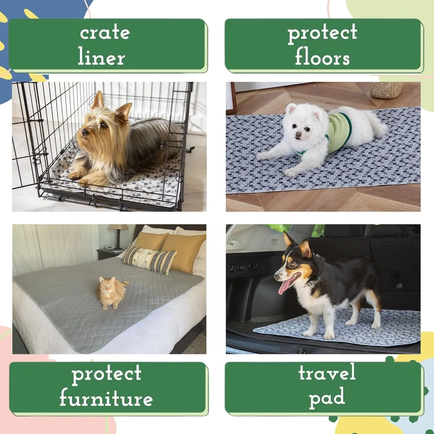 Caldwell's Pet Supply Co. 20x30 Washable Pee Pads for Dogs, Reusable Pee Pad for Dogs, Puppy Potty Mat, Whelping Rug, Reusable Puppy Mat, Waterproof Rug for Dog of All Breeds, Small (Set of 2)