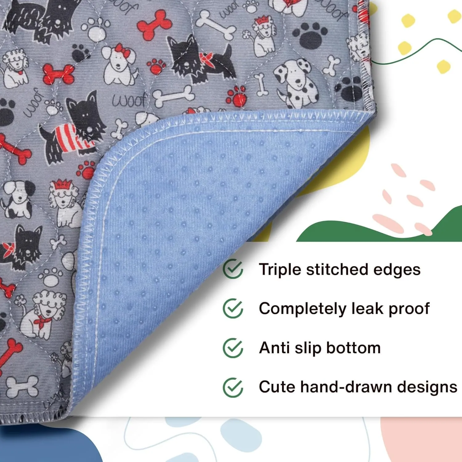 Caldwell's Pet Supply Co. 20x30 Washable Pee Pads for Dogs, Reusable Pee Pad for Dogs, Puppy Potty Mat, Whelping Rug, Reusable Puppy Mat, Waterproof Rug for Dog of All Breeds, Small (Set of 2)