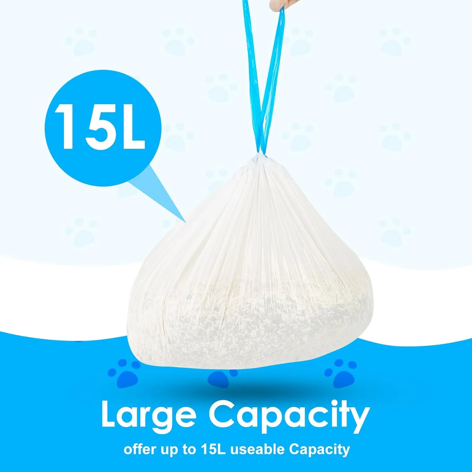 Cat Litter Bags 60 Count,19.68"x17.71" Drawstring Close Litter Box Liners for Automatic Litter Box,Thick Cat Poop Bags,Easy to Clean,Heavy Duty Robot Bag for Self-Cleaning Box
