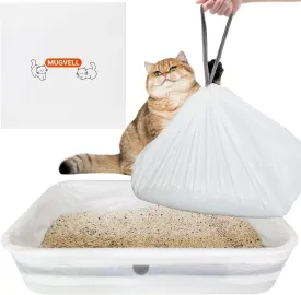 Cat Litter Box Liners 6 Count, 37" x 18" Jumbo Cat Litter Bags with Drawstring, XL Heavy Duty Litter Pan Liners, Litter Box Liners Tear Leak Resistant for Pet Supplies Simple Access