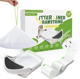 Cat Litter Box Liners Large: 120 Packs Litter Waste Bags, 1.5 Mils Thick Drawstrings Closure Waste Bags Large Size, Cat Litter Liners for All Cats To Keep Your Home Clean, 26"x16"