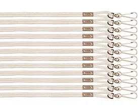 Champion Sports Nylon Lanyards with J-Hook Clip, White - 12 Pack (Poly Bag)