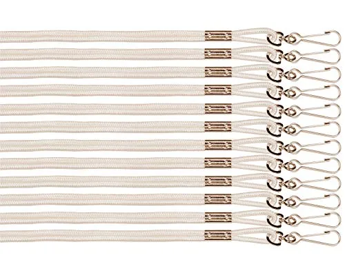 Champion Sports Nylon Lanyards with J-Hook Clip, White - 12 Pack (Poly Bag)