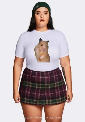 Curvy Peace Hamster Y2K Baby Tee Cherrykitten