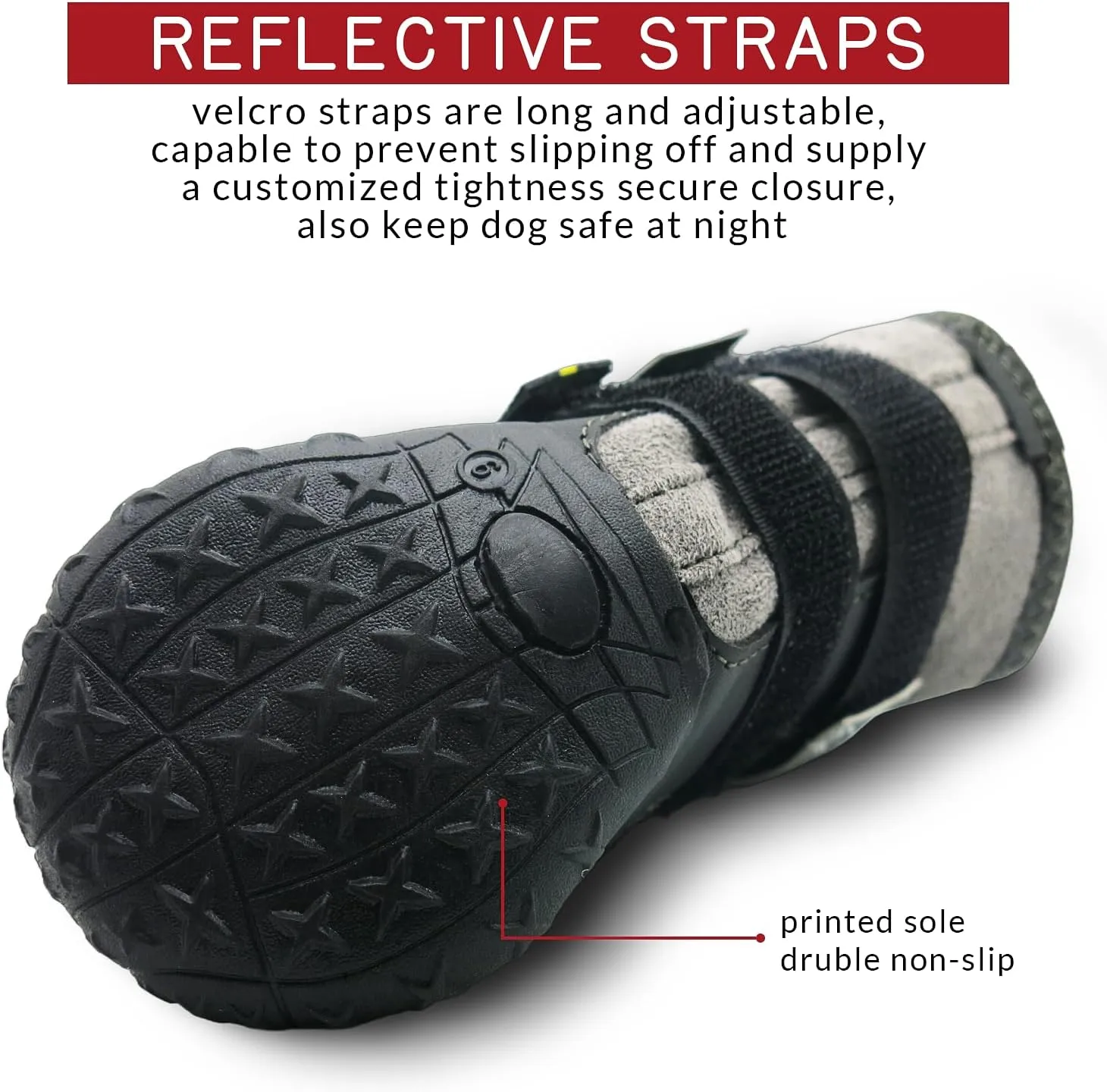 Dog Shoes Dog Boots & Paw Protectors Non-Slip Fleece Warm 4Pcs for Winter Snowy Day, Rainy Weather, Outdoor Walking Indoor Hardfloors (Gray, Size 5:2.7''x2.2'')