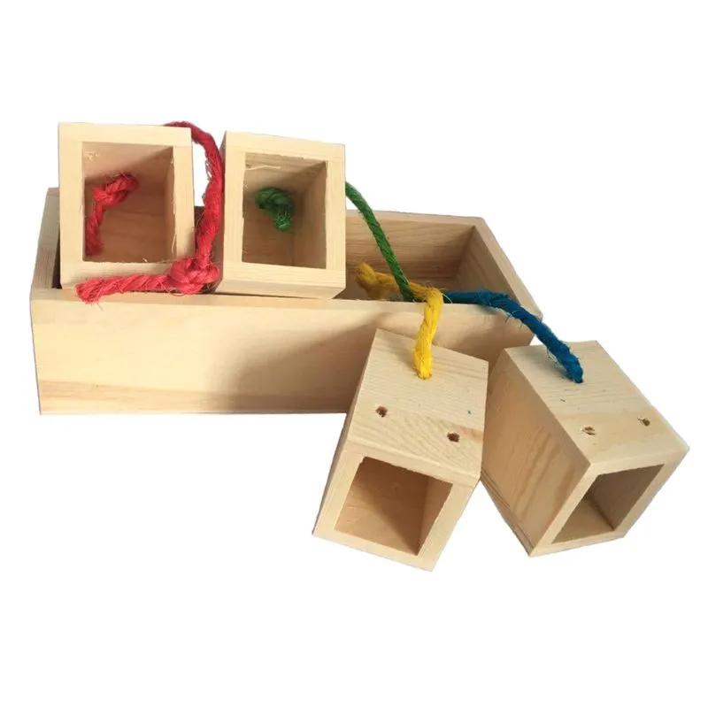 Food Foraging Wooden Box For Birds