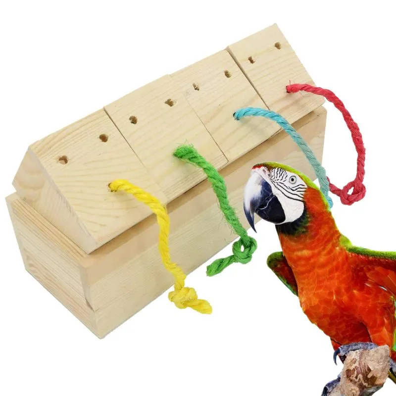 Food Foraging Wooden Box For Birds