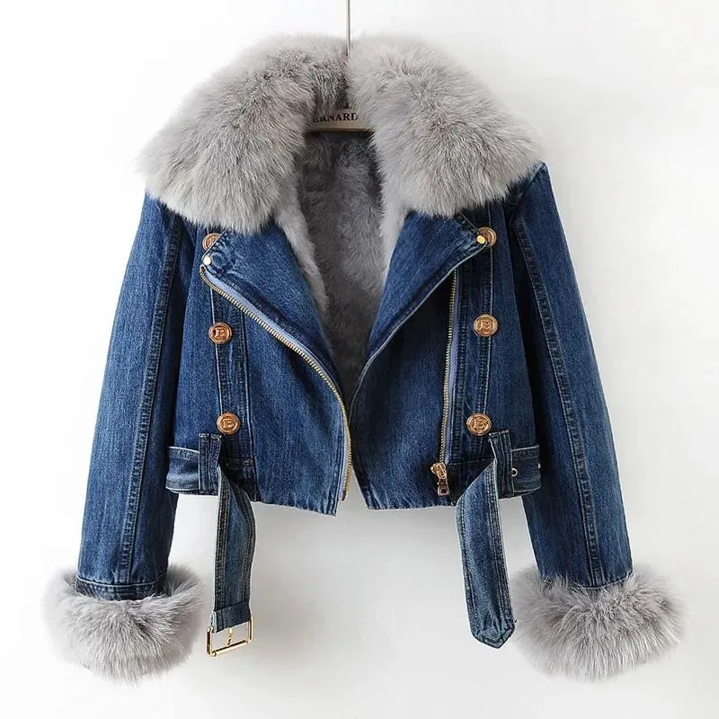 Fur Trim Denim Jacket