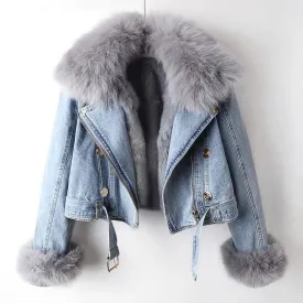 Fur Trim Denim Jacket