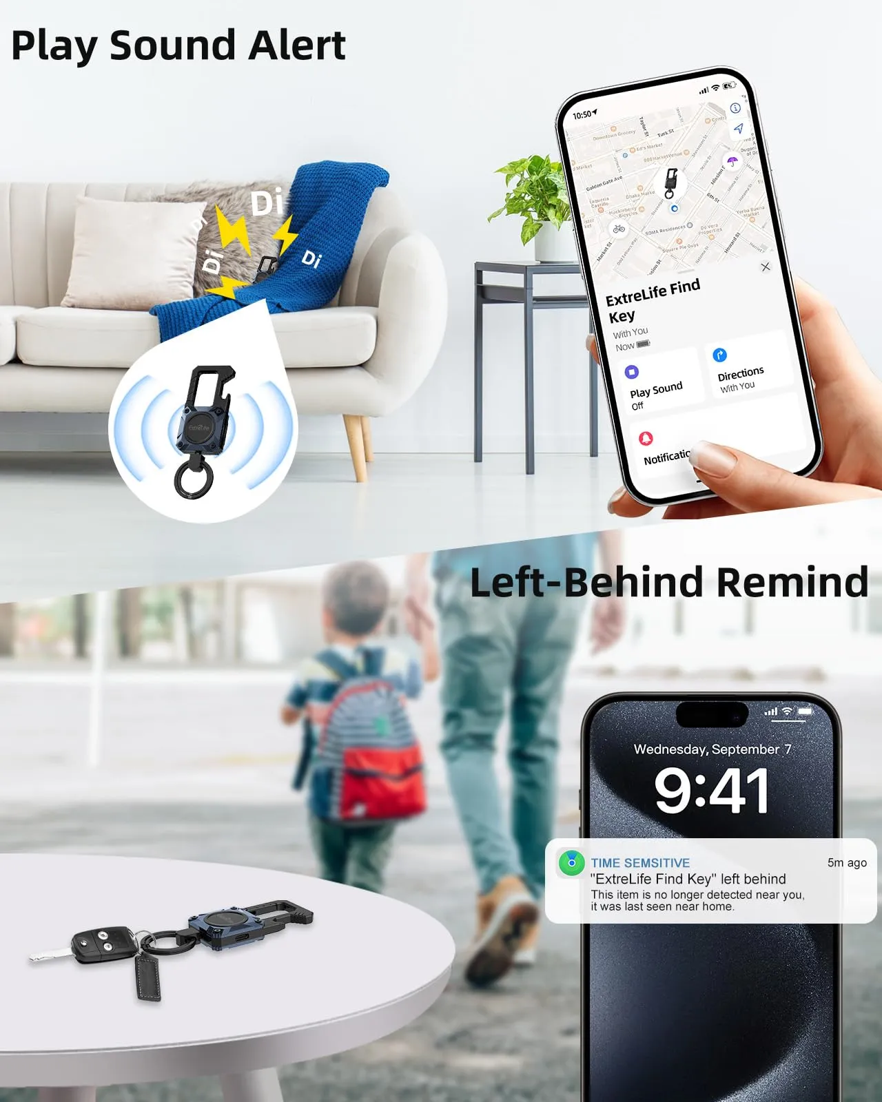 Keychain, Works with Apple Find My, Heavy Duty Keychain Bottle Opener, Carabiner Car Key Chains with GPS Tracker, Key Finder, Bluetooth Tracker for Luggage, Kids, Bags and More, Rechargeable, Blue