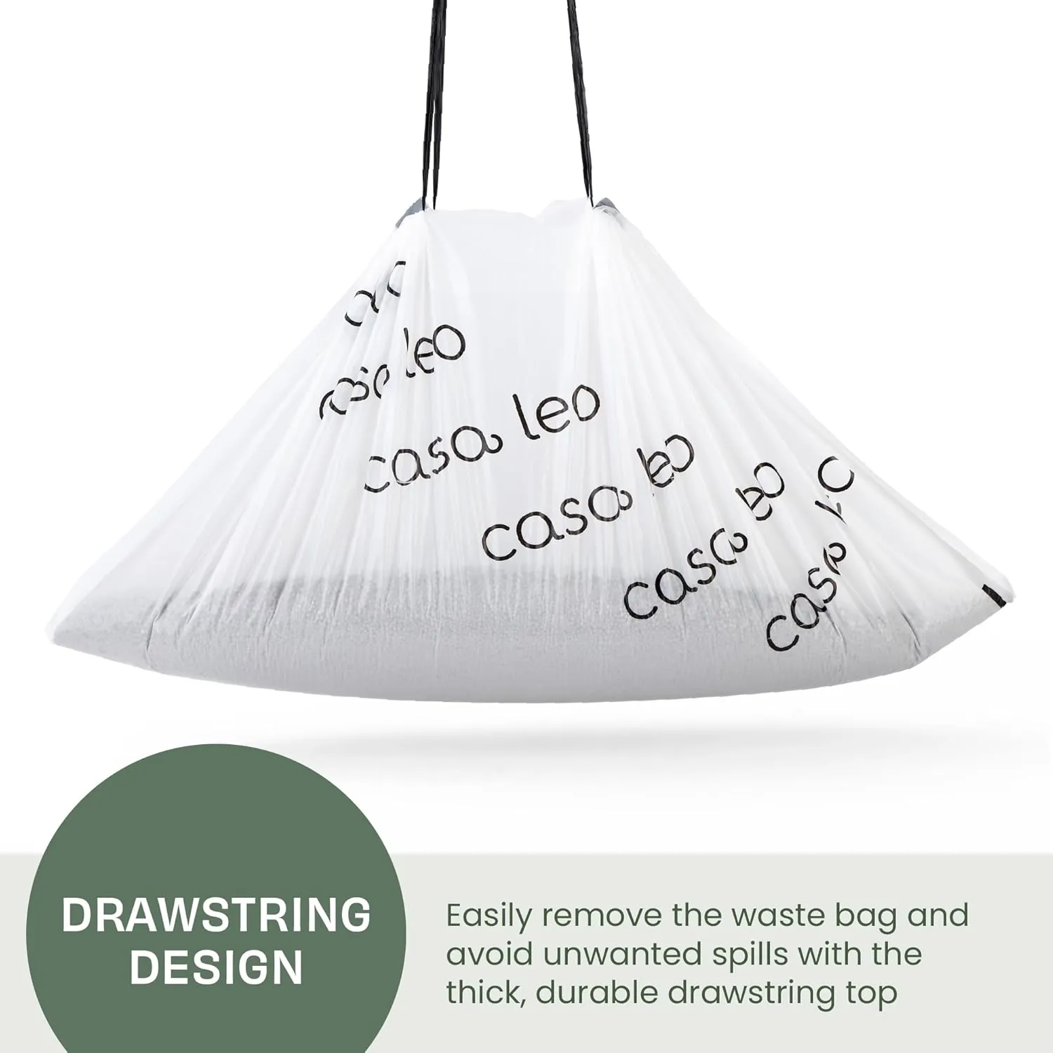 Leo's Loo Too by Casa Leo I Waste Litter Drawer Liner Bags for Automatic Litter Boxes I Heavy Duty 2mil Thick with Drawstring I Unscented 25 count