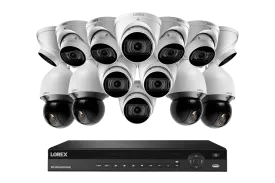 Lorex 4K 16-Channel 3TB Wired NVR System with 10 Nocturnal 3 Motorized Varifocal Smart Dome Cameras and 4 PTZ Cameras