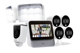 Lorex Smart Home Security Center with Four 1080p Outdoor Wi-Fi Cameras and Wi-Fi Floodlight Camera