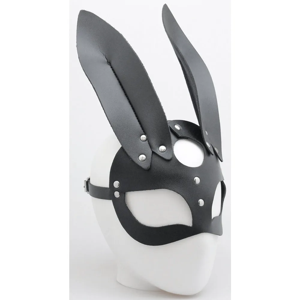 Love in Leather Half Face Mask With Rabbit Ears
