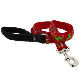 Lupine Dog Leash 1" Wide 4' Length Happy Holiday Red