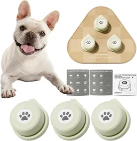 MEWOOFUN Dog Buttons Talk, Recordable Dog Clicker for Training, Dog Buttons for Communication Starter Set with Mat, Dog Training Clicker for Small Dogs & Cats (Grey, 3 Packs)