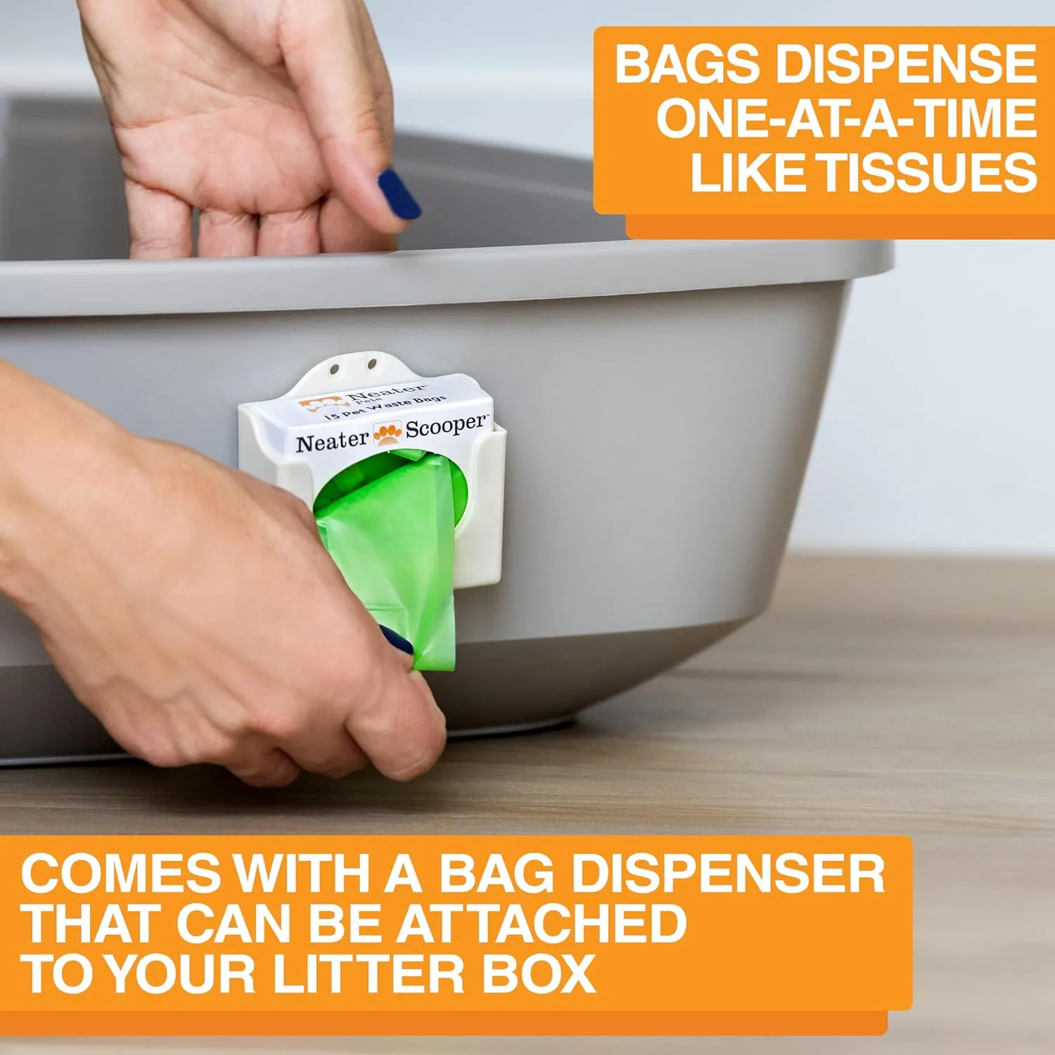Neater Pets Neater Scooper Standard Cat Litter Scoop, 15 Refill Bags  Mess-Free Cat Litter Scooper with Bag, Spill-Proof Kitty Box Sifter, Bin Doubles as Poop Shovel Holder, For Single-Cat Households