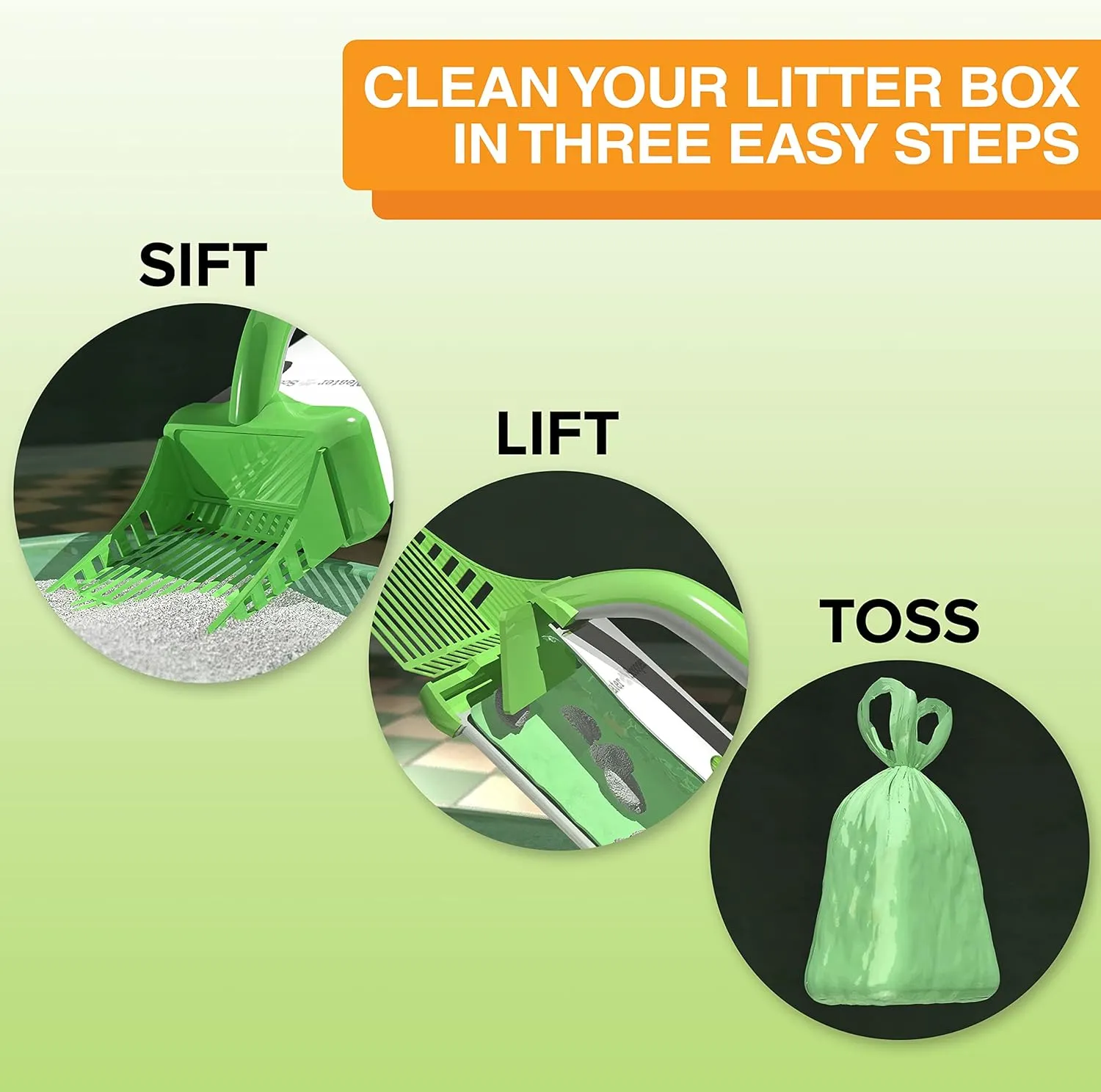 Neater Pets Neater Scooper Standard Cat Litter Scoop, 15 Refill Bags  Mess-Free Cat Litter Scooper with Bag, Spill-Proof Kitty Box Sifter, Bin Doubles as Poop Shovel Holder, For Single-Cat Households