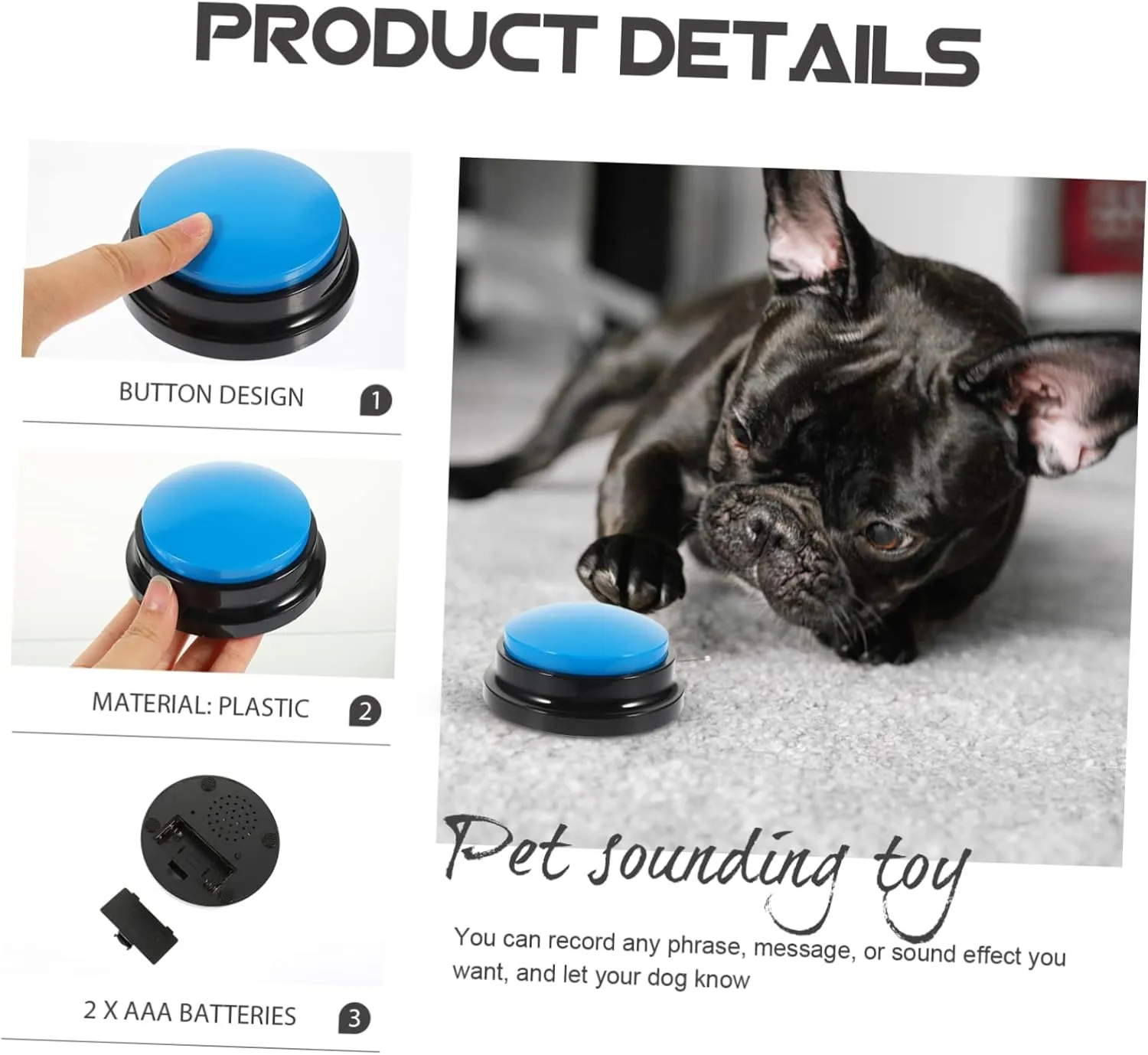 NOLITOY 3pcs Plastic Dog Voice Recording Dog Training Clickers Talking Button Puppy Toy