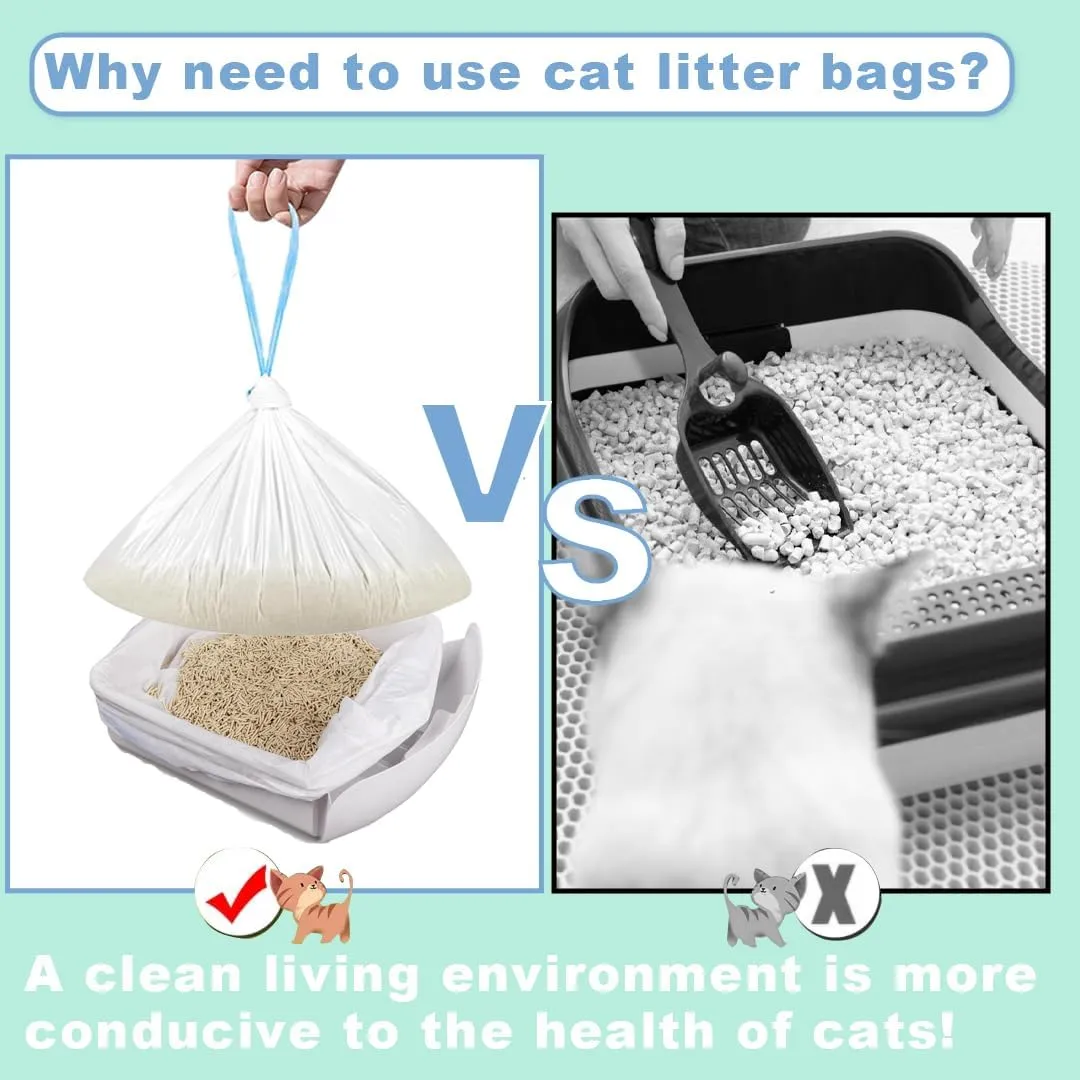 Official 120 Pack Cat Litter Bags with Drawstring, Self Cleaning Litter Robot Waste Bags Compatible with Litter Robot 3 & 4 (38.5x48.5cm), 10-12 Gallons (Sold by Ameroliy-US Store)