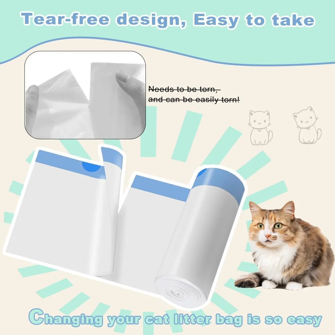 Official 120 Pack Cat Litter Bags with Drawstring, Self Cleaning Litter Robot Waste Bags Compatible with Litter Robot 3 & 4 (38.5x48.5cm), 10-12 Gallons (Sold by Ameroliy-US Store)