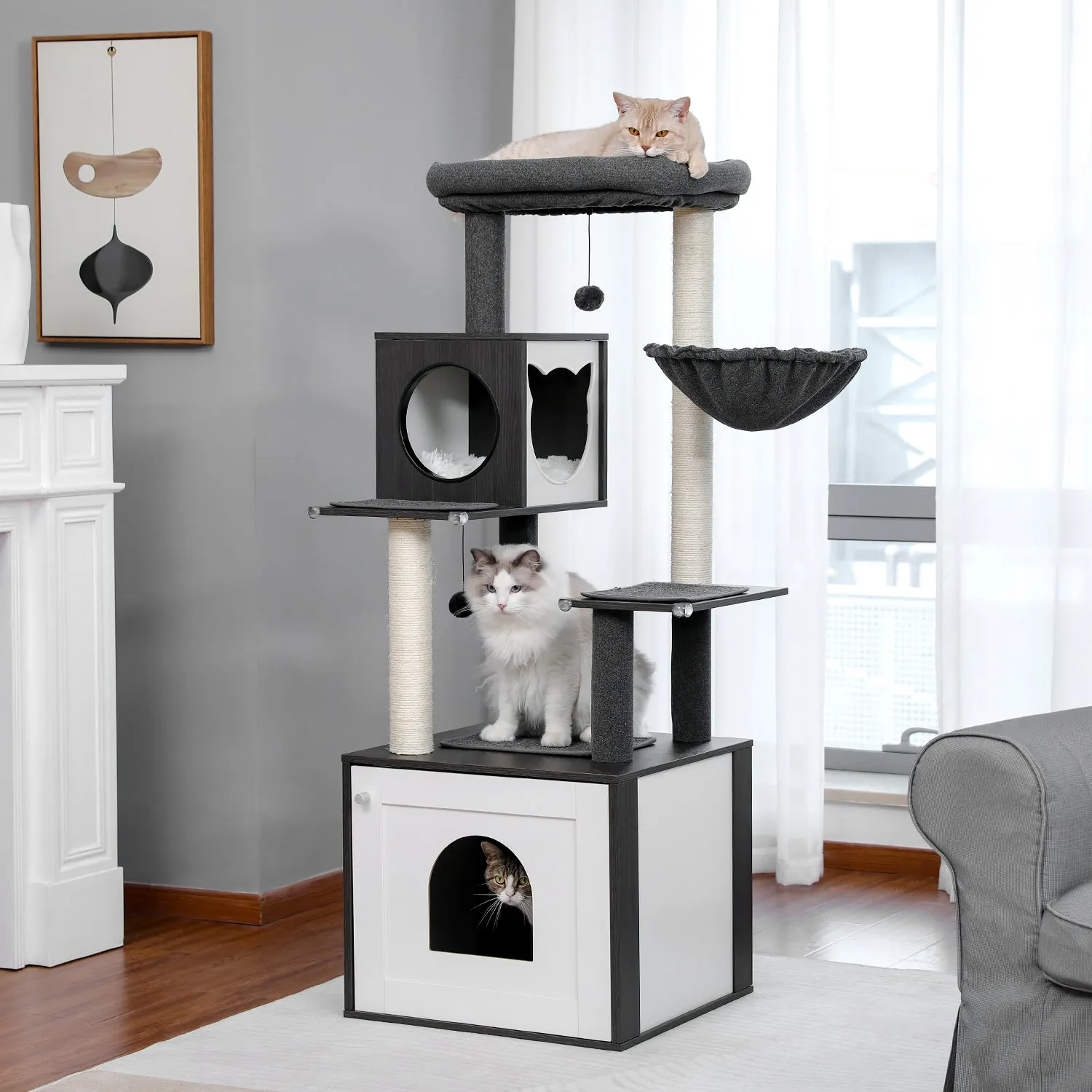 Pawz Road Deluxe Condos Wooden Black Cat Tower