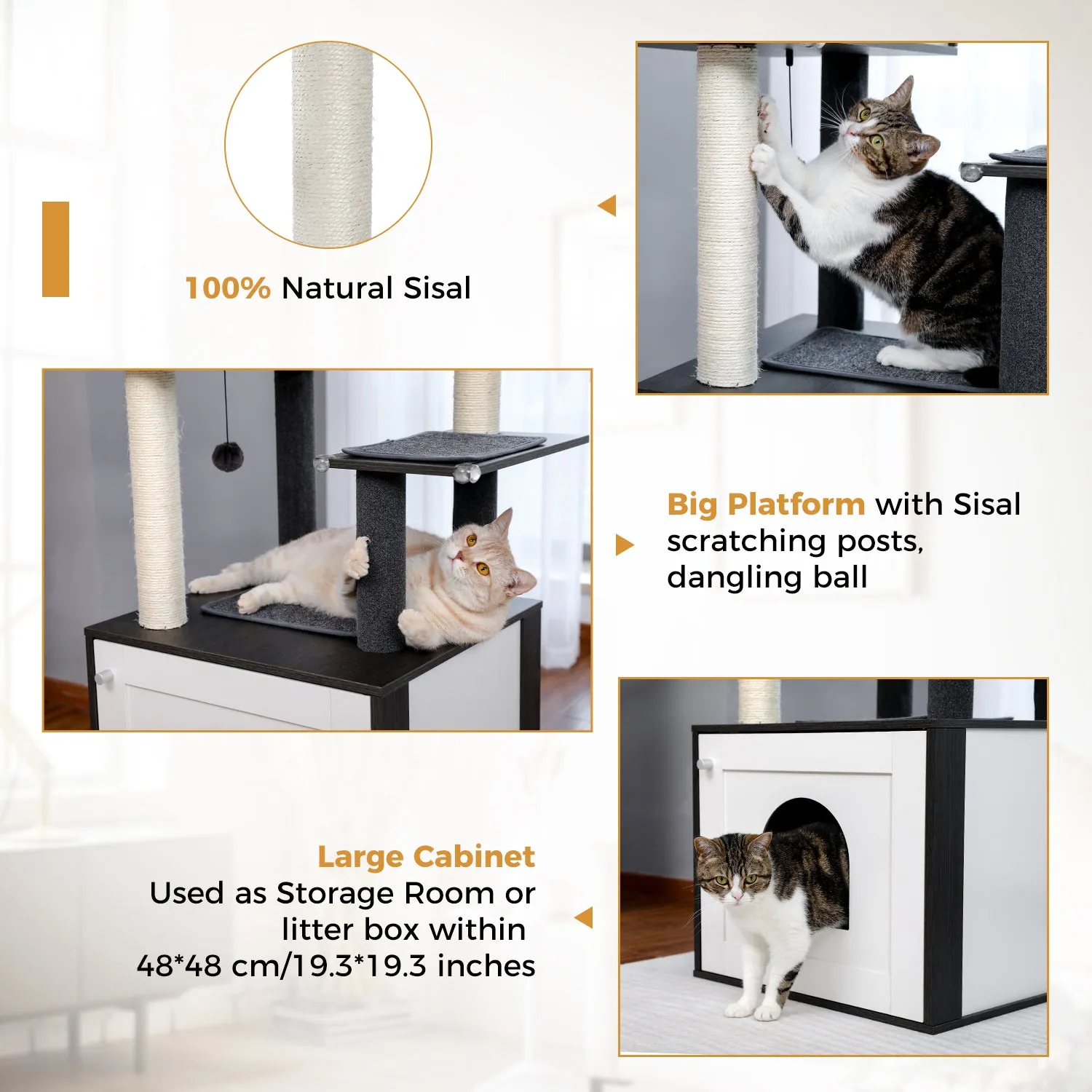 Pawz Road Deluxe Condos Wooden Black Cat Tower