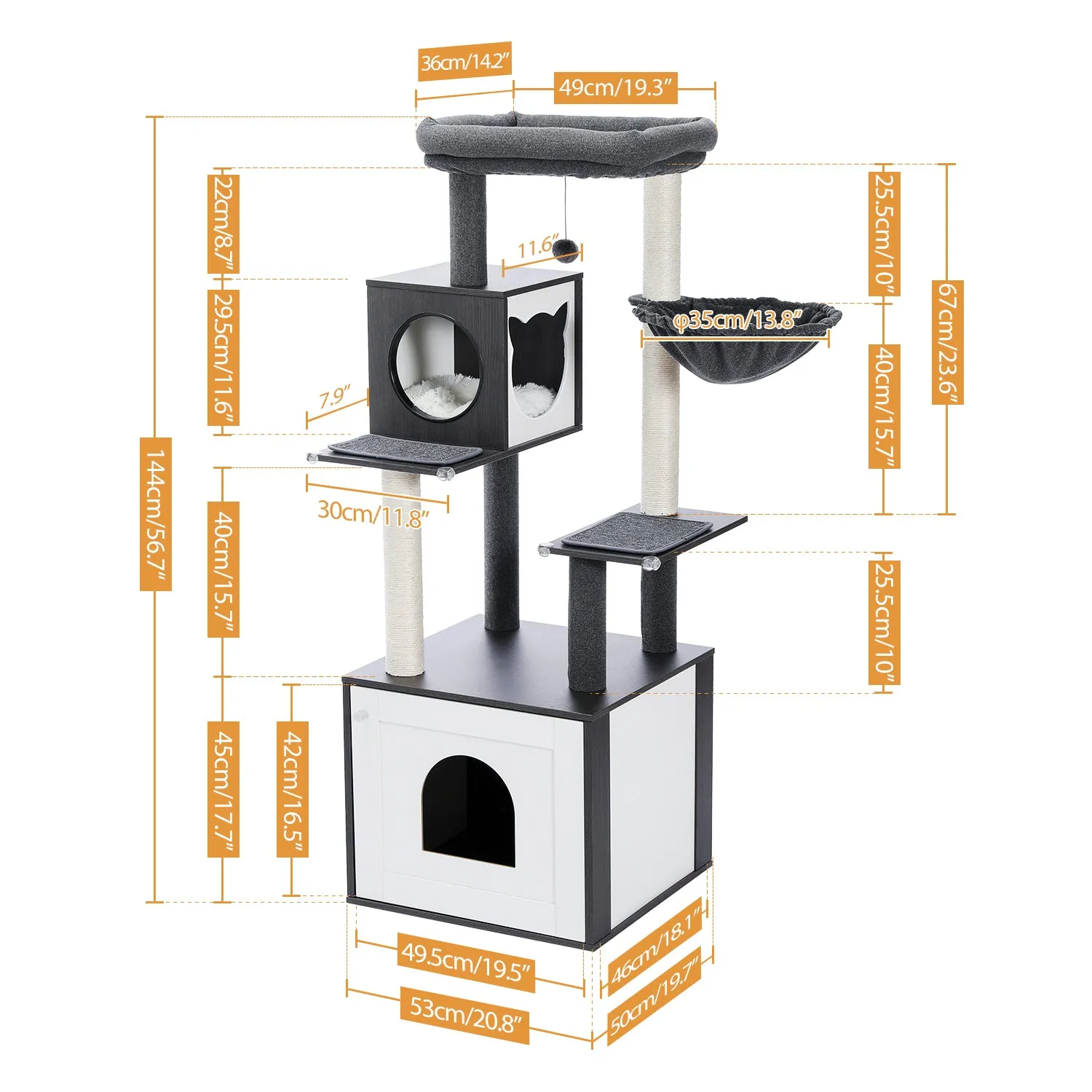 Pawz Road Deluxe Condos Wooden Black Cat Tower