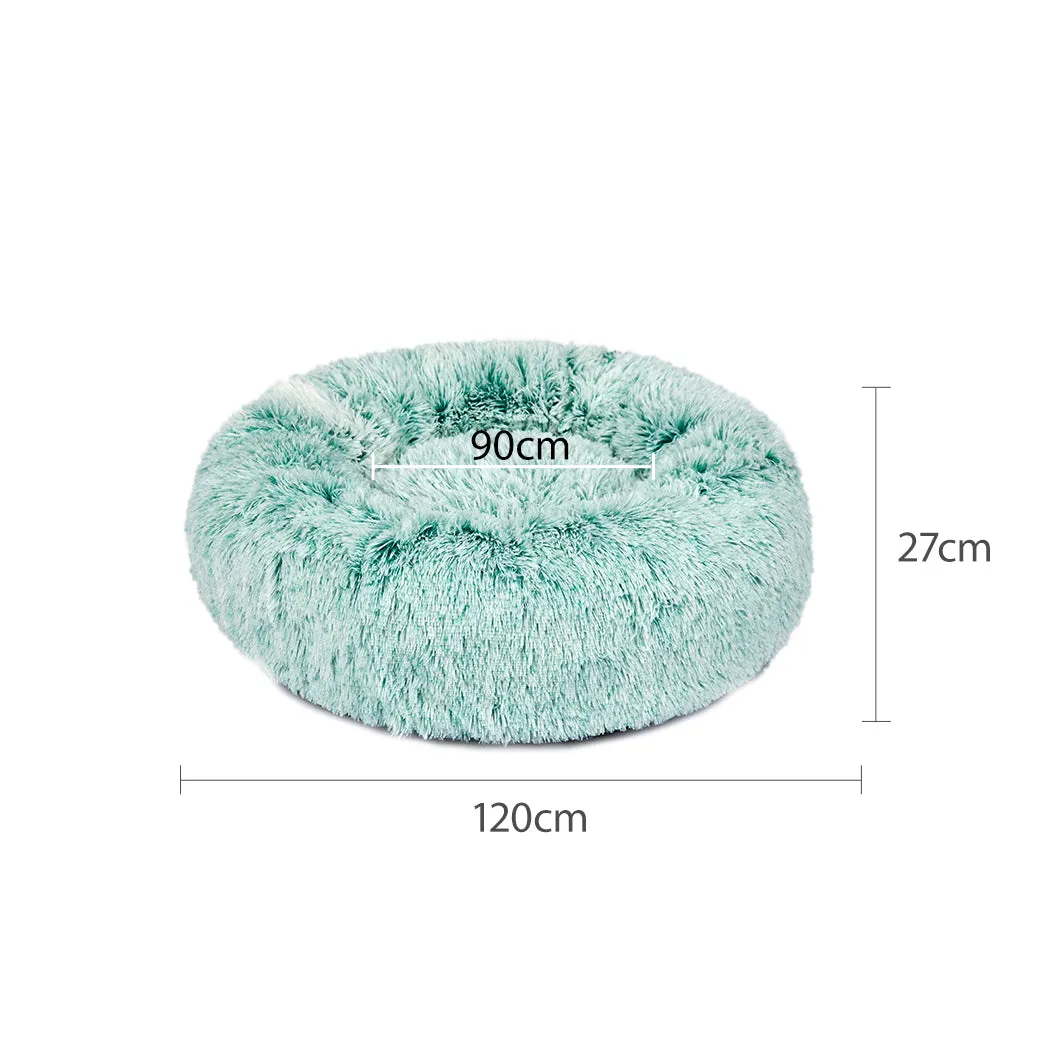 Pet Bed Dog Cat Soft Warm Kennel Round Calming Nest Cave - Teal XXL