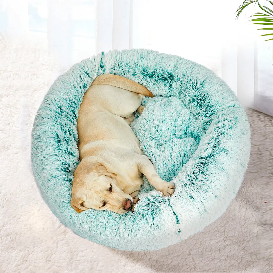 Pet Bed Dog Cat Soft Warm Kennel Round Calming Nest Cave - Teal XXL