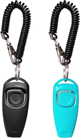 Pet Training Clicker Whistle with Wrist Strap - Dog Training Clickers (Black   Blue)