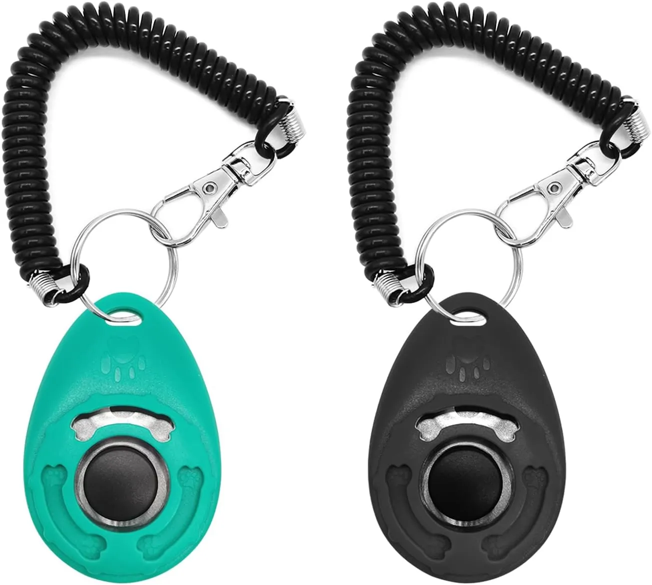 Quacc 2pcs Dog Training Clickers with Wrist Strap and Clasp, Lightweight Durable Pet Trainer Clear Sound Pup Training Clicker for Dog Puppy Cat, Gift for Pet Lovers (Black   Green)